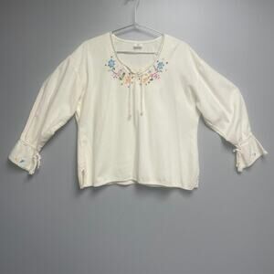 Vintage Inca Arts Women's Embroidered Long Sleeves Top Blouse Boho - XL